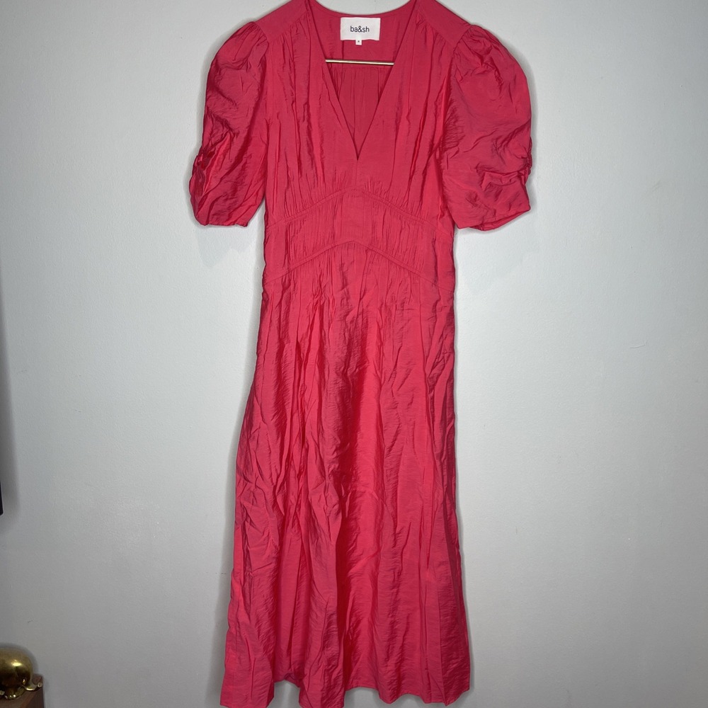 Ba&sh‎ Linda Midi Dress in Jelly Pink Sz 0